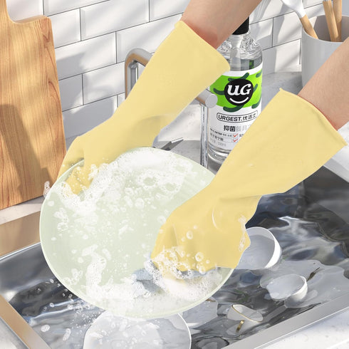 Reusable Kitchen Dishwashing Gloves - 4 Pairs Rubber Household Cleaning Gloves, Flexible and Durable & Non-slip Cleaning Gloves, Great for Kitchen...