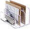 SANRUI Acrylic File Mail Desktop Organizer Sorters,3 Compartments Laddered Clear Desk Letter Organizer Office Document Sorter,Multifunction Envelo...