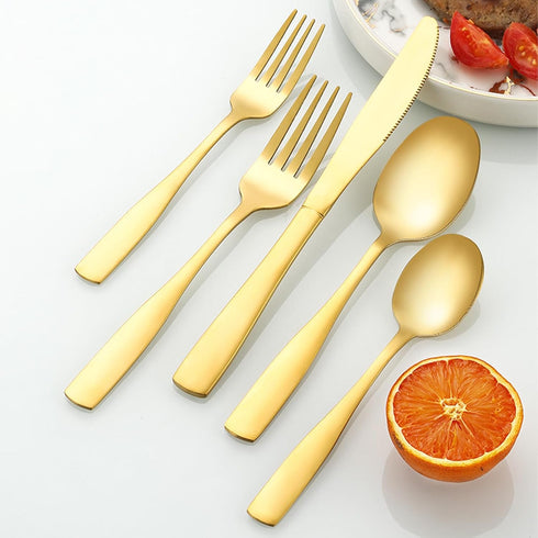 5 piece silver cutlery set, stainless steel cutlery set for home kitchen restaurant hotel, kitchen utensils set, mirror polished, dishwasher safe ...
