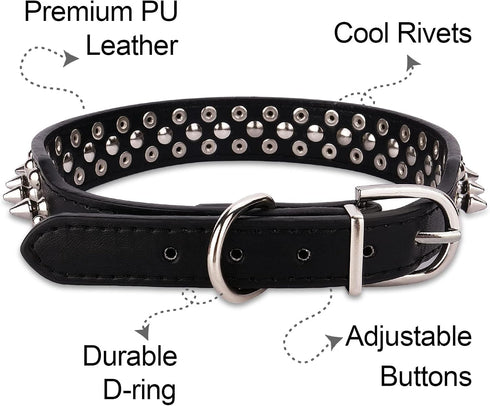 Dog Collars for Medium Dogs with Leash, Epesiri Spiked Dog Collar for Large Dogs, Dog Collar, Studded Rivet Pit Bull Leather Dog Collar Durable Ca...