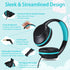 POWMEE Kids Headphones Over-Ear Headphones for Kids/Teens/School with 94dB Volume Limited Adjustable Stereo 3.5MM Jack Wire Cord for Fire Tablets/...