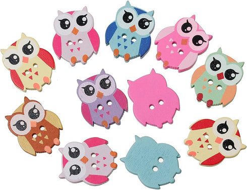 50pc Wooden Buttons 2 Holes Halloween Owl Wooden Sewing Buttons for Scrapbooking and Crafting Decorations 21mm x17mm...