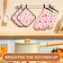Oven Mitts Pot Holders Set 4 PCS for Kitchen, Heat Resistant Hot Pads Mittens Gloves for Cooking Grilling Baking BBQ Cute Flower Pot Holders Cook ...