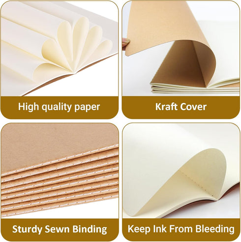 12 Pack Kraft Notebooks Journal Bulk, Blank Sketch Notebooks for Travelers, Students, Office - Composition Notebook Subject Notebooks- A5 Size, 8....