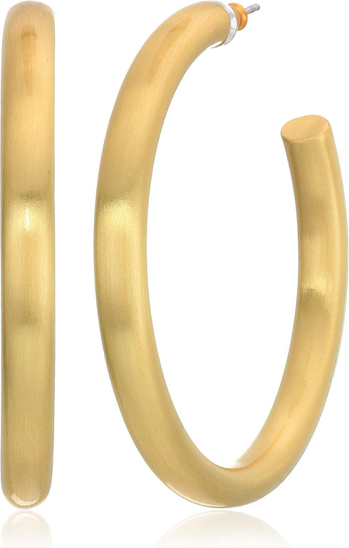 Lucky Brand Women's Gold Large Tubular Hoop Earrings, One Size...