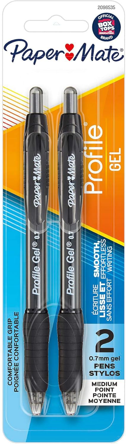 Paper Mate Profile Retractable Gel Pens, 2 / Pack...