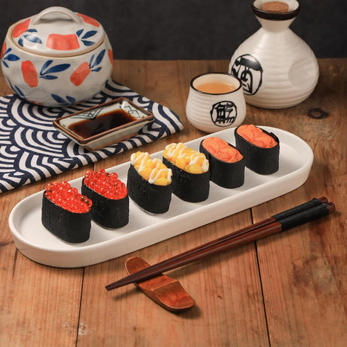 VanEnjoy White Vanity Tray for Bathroom Counter, Long Narrow Tray Ceramic Tray for Kitchen Counter for Soap Bottles...