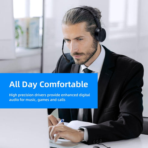 USB Headset with Microphone for PC, 3.5mm Jack 2 in 1 Headset,Wired Stereo Computer Headphone,Lightweight Headset with Volume Control Wired Headse...