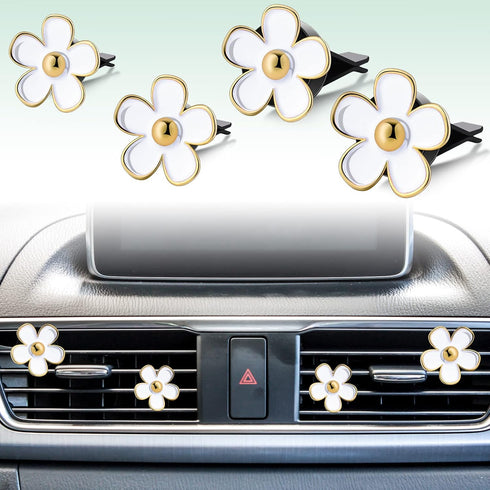 Frienda Cute Steering Wheel Cover Flower Steering Wheel Cover Floral Steering Wheel Cover for Girls with 4 Pieces Cute Flowers Car Air Vent Clips ...