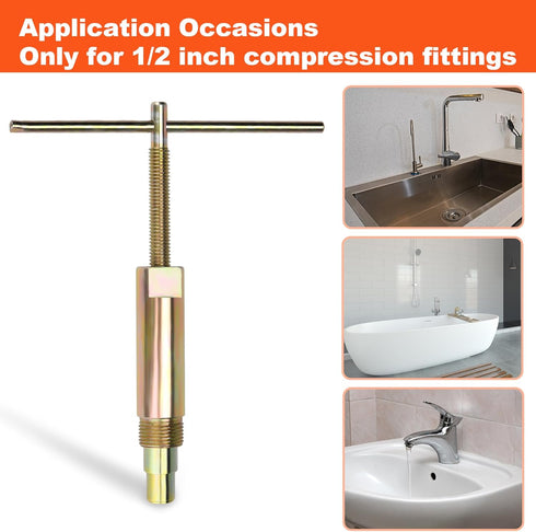 Compression Sleeve Puller Tool Ferrule Puller for 1/2" Compression Fittings to Remove Nut Ferrule of Pipe 03943 Corroded Frozen Supply Stops Compr...