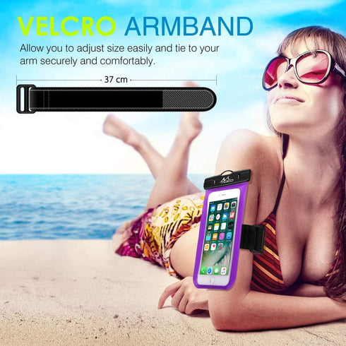 MoKo Waterproof Phone Pouch Holder 2Pack, Underwater Cellphone Case Dry Bag with Lanyard Armband Compatible with iPhone 14 13 12 11 Pro Max X/Xr/X...