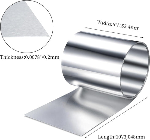 6in x 10ft Aluminum Flashing Roll 32 Gauge (0.0078"/0.2mm) Thickness, Versatile Type Aluminum Sheet Roll for Roofing and DIY, Weather-Resistant, S...