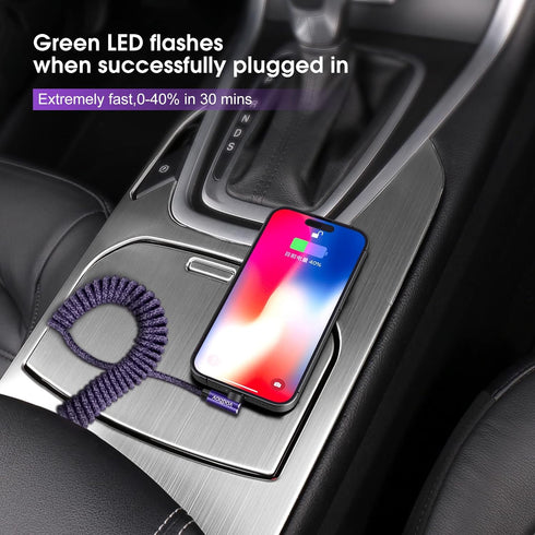 Smart Coiled USB A to Lightning Cable, 2ft to 8FT iPhone Charger Cable Extra-Short Ekstra-Long (Cosmos Purple)...