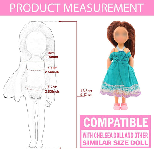 Miunana 21 PCS 5.3 Inch Girl Doll Clothes Dress Outfits and Shoes for Girl Doll Clothing with 4 Pairs of Shoes for 4-6 Inch Girl Dolls Clothes and...