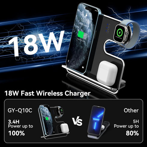 3-in-1 Wireless Charger for Apple Fanboys: Aluminum Alloy Charging Station for iPhone Apple Watch and Airpods - Detachable Travel Charger for Mult...