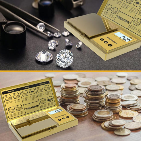 WEIGHTMAN Digital Scale Gram, 200g/0.01g Pocket Scale Gold Titanium Plating, LCD Backlit Display, Mini Jewelry Scale with 6 Units, Auto Off, Tare ...