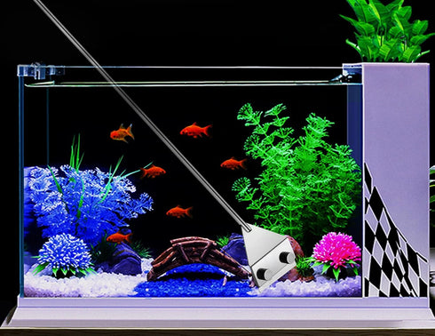 Algae Scraper for Glass Aquarium, Fish Tank Razor Blade Scraper with 10 Replaceable Razor Blades, Essential Aquarium Cleaning Tools. (Silver-25.6 ...