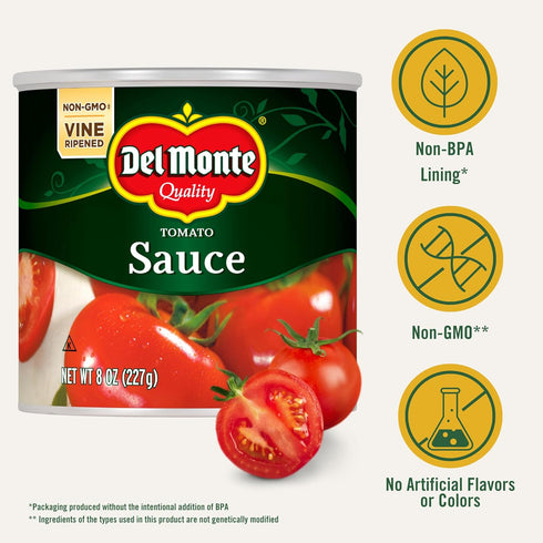 Del Monte Canned Tomato Sauce, 8 oz (Pack of 24 Cans)...