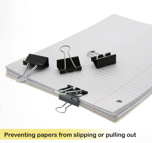 BAZIC Binder Clips Assorted Size Black, Small Medium Large Paper Clamps Paper Clip, Paperclips for Office School Supplies Home (12/Pack), 1-Pack...