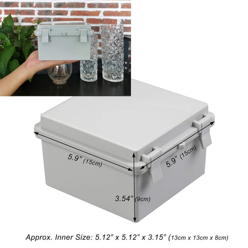 CrocSee ABS Plastic Dustproof Waterproof IP65 Junction Box Universal Durable Electrical Project Enclosure with Lock (5.9"x5.9"x3.5")...