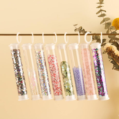 11Pcs large Clear Plastic Empty Tubes Storage With Clear Storage CaseTransparent Plastic Test Tube Container both ends Lid Tubes Bead Container an...