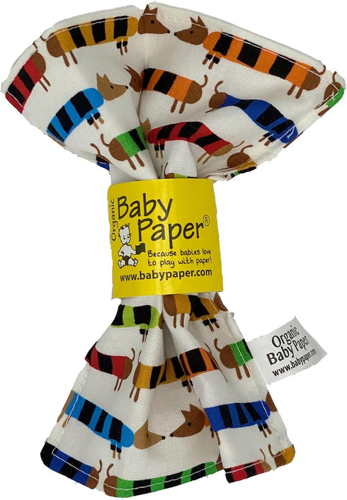 Baby Paper Original Crinkle Teether & Sensory Toy for Babies & Infants | Organic Dachshund | Non-Toxic, Washable | Great for Baby Showers...