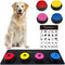 4 Recordable Buttons with Rubber Mat and 25 Stickers - Record and Playback Any Custom Message to Teach Your Dog Voice What They Want...