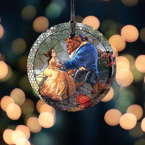 Disney - Beauty and The Beast - 3.5” Starfire Prints Hanging Glass Print Accessory – Light Catching Hanging Accessory – Ideal for Gifting and Coll...