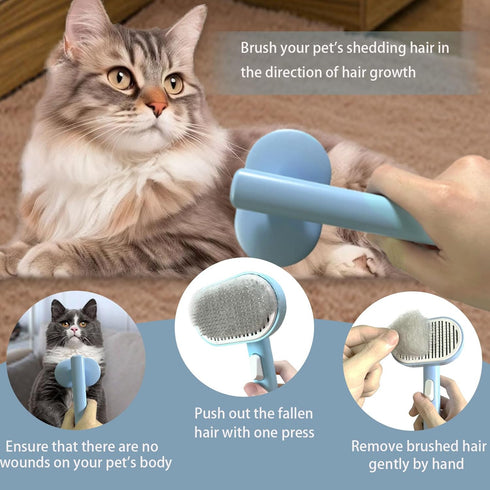 Dog Brush for Shedding, Undercoat Rake for Dogs, Cat Hair Brush, Self Cleaning Slicker Brush for Short and Long Haired Cats Dogs, Dog Deshedding B...
