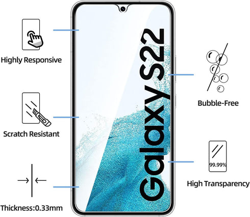 NEW'C [3 Pack Designed for Samsung Galaxy S22 5G, Screen Protector Tempered Glass, Case Friendly Anti Scratch Bubble Free Ultra Resistant...