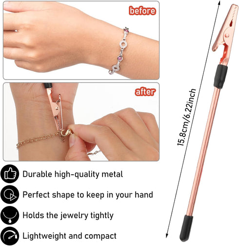 3 Pcs Bracelet Helper Tool,Jewelry Clasp Helper,Wear Jewelry by Yourself (Gold+Silver+Rose Gold), Bracelet Fastener Helper,Bracelet Buddy,Bracelet...