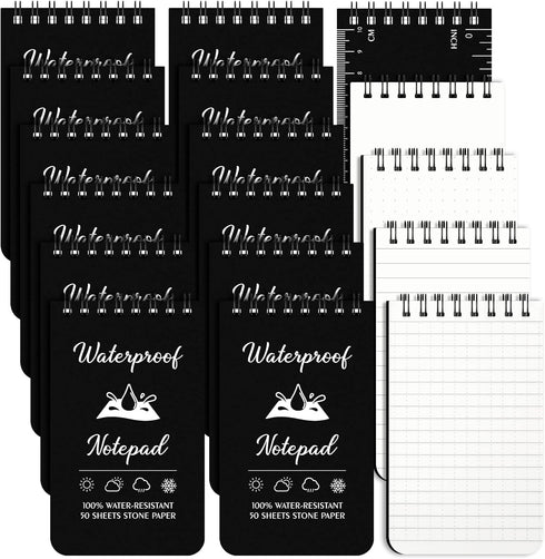 Jetec 12 Waterproof Spiral Notebook 3" x 5 Small Memo Pad Police Notepad Mini Weather Pocket Notebook Police Notepad Outdoors, 4 Different Inside ...