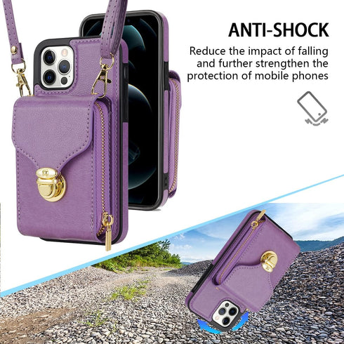 Compatible with iPhone 14 Pro Max 6.7 inch Wallet Case Crossbody Strap Leather Zipper Credit Card Holder Clasp Stand Cell Phone Cover for iPhone14...