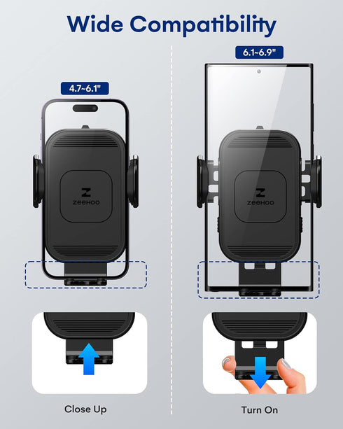 ZeeHoo Wireless Car Charger, 15w Fast Charging, Auto Clamping Car Phone Mount, Cell Phone Holder Charger, for iphone 15 14 13 12 11 Pro Max Xs, Et...