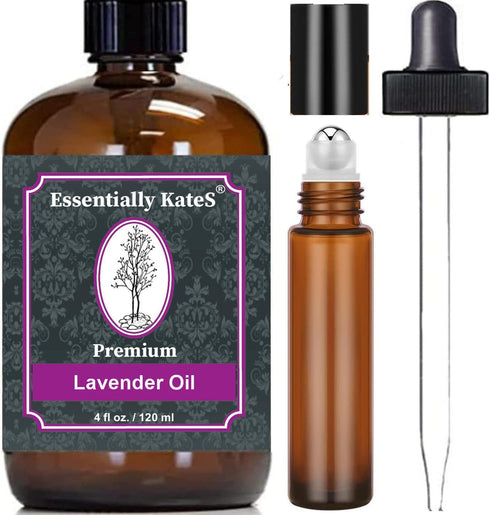 Lavender Oil - 100% Pure and Natural, Therapeutic Grade with Glass Dropper and Roll-on Bottle...