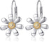 Daisy Earrings 925 Sterling Silver Leverback Drop Dangle Earrings for Women 18K White Gold Plated CZ Trendy Daisy Flower Earrings Jewelry for Sens...