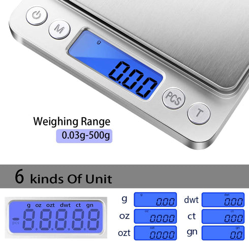Fuzion Digital Gram Scale .01 Gram Accuracy, 500g Small Jewelry Scale, Mini Kitchen Food Scale for Herb, Powder, Gold, Coin - Weight Gram and Oz...