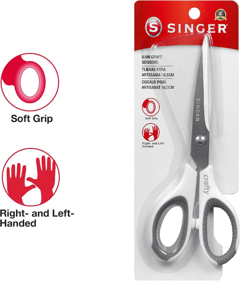 SINGER 6-1/2 inch Craft Scissors with Comfort Grip, Set of 3...