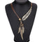 Brown Women Girls Antique Vintage Time Necklace Sweater Chain Pendant Feather Pendant Necklace Brown and Gold...