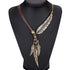 Brown Women Girls Antique Vintage Time Necklace Sweater Chain Pendant Feather Pendant Necklace Brown and Gold...
