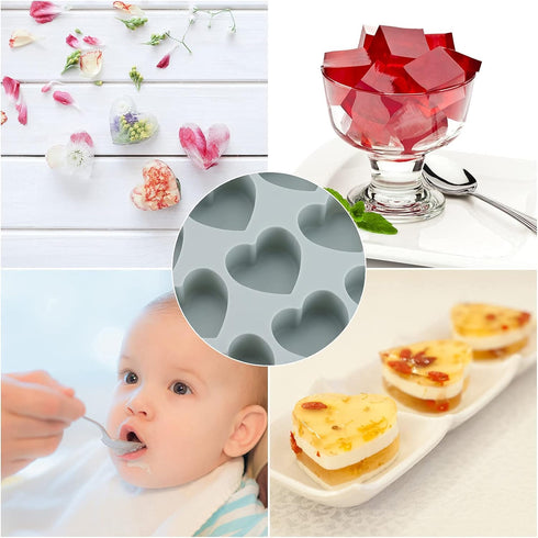 Heart Shaped Ice Cube Trays with Lid, Chocolate Mold, Easy Release Ice Trays, 21-Cavity Silicone Heart Molds for Ice Cubes, Gelatine, Baking and C...