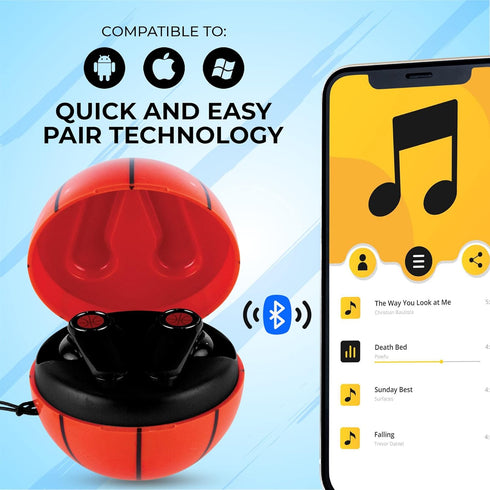 Basketball Wireless Bluetooth Earbuds: Rechargeable Headphones w/Call Control & Voice Assistant | True Wireless, Noise Isolation | 36 HRS Playtime...
