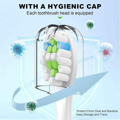 Replacement Toothbrush Brush Heads Compatible with Philips Sonicare Electric Rechargeable Toothbrushes, Tooth Brush Heads for Snap-on System, for ...
