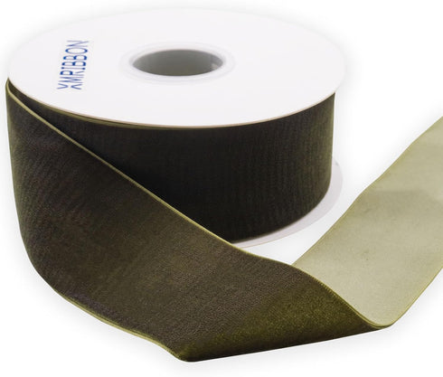 Olive Green Velvet Ribbon Single Sided,2 Inch by 10 Yards Spool...