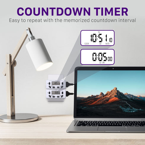 Fosmon 7 Day Programmable Digital Timer for Electrical Outlets, Indoor Plug-in Light Timer Switch, Grow Light Timer 125V 15A Electric Wall Timer f...