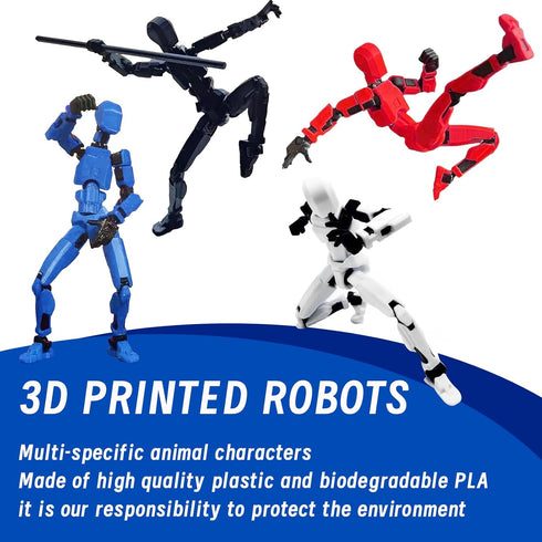 T13 Action Figure, 4PCS Action Figures, T13 Action Figure 3D Printed Robot Multi-Jointed Movable, Desktop Decorations for Game Lovers...