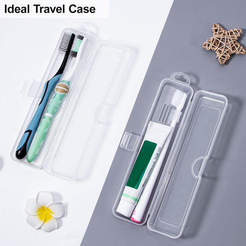 Toothbrush Case 2 Packs, Transparent Toothbrush Travel Case, Plastic Toothbrush Holder Travel Size, 7.87 x 1.85 x 1.18 inches Portable Toothbrush ...