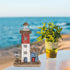 Decorative Lighthouse for Home Decor, 10.16" H Rustic Wood Light House Sculpture Figurine Tabletop Centerpiece Nautical Beach Decorations for Livi...