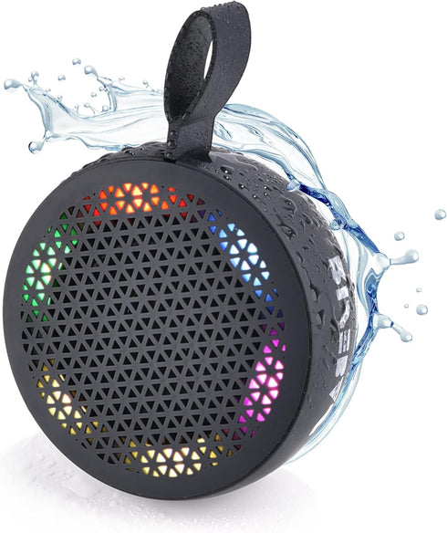 RISEBASS Water Resistant Bluetooth Shower Speaker, Handsfree Portable Speakerphone Control Buttons with LED Light, True Wireless Stereo for Bathro...
