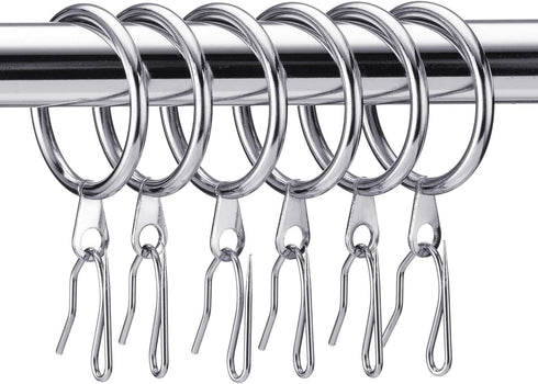 Hotop 30 Pcs Metal Drapery Curtain Rings 0.98/1.26/1.65 inch Interior Diameter and 30 Pcs Hanging Curtain Drapery Pin Hooks for Window Door Shower...